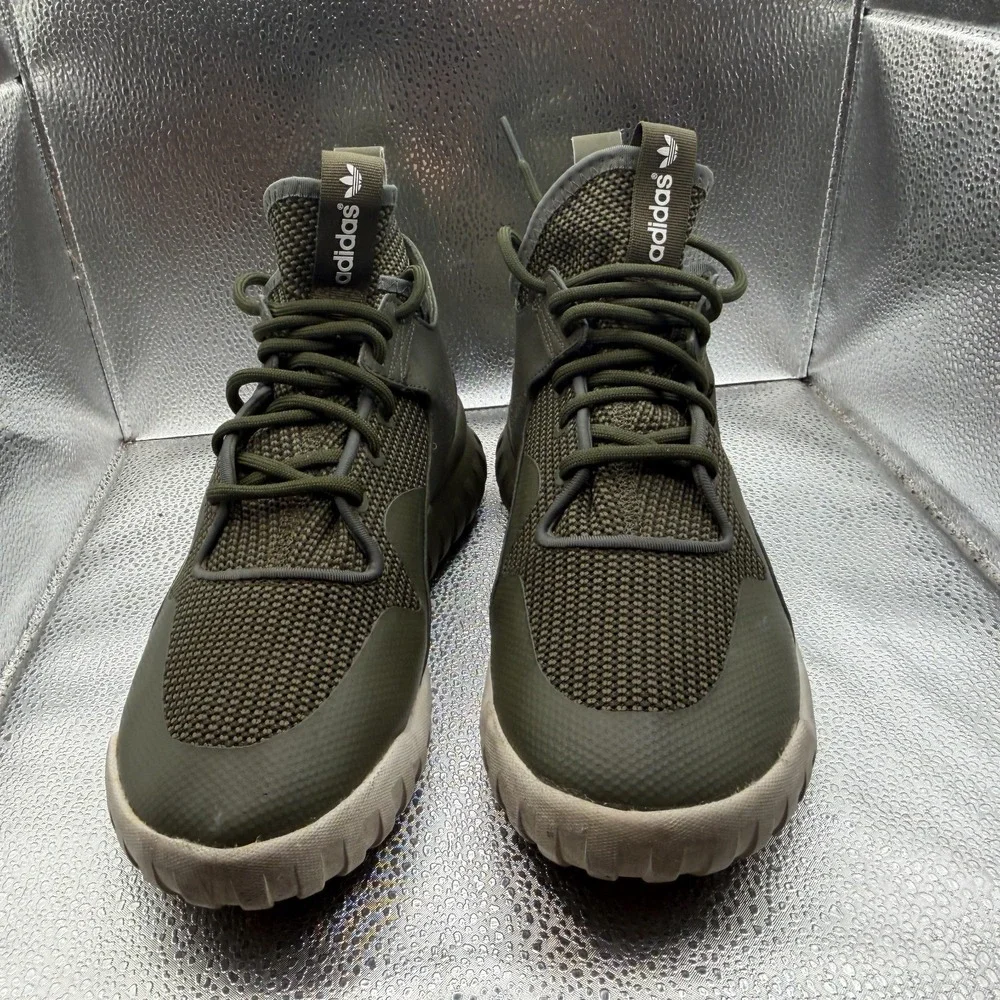 Size 8 Adidas Tubular X Dark Green Mid Top Lace Up Mens Sneaker‎ Shoes AF6369